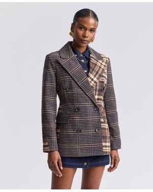 Avec Les Filles Double-breasted Blazer - Gray