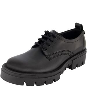 Karl Lagerfeld White Label Leather Plain Toe Derby On Lug Sole Shoes - Black