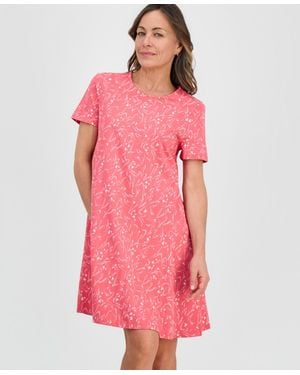 Style & Co. Petite Printed Short-sleeve T-shirt Dress - Pink