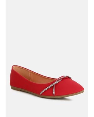 LONDON RAG Playasu Rhinestone Faux Leather Ballerinas - Red