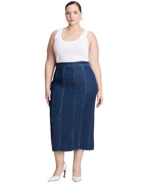 Eloquii Seamed Denim Column Skirt - Blue