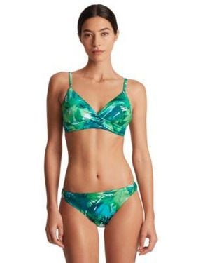 Ralph Lauren Printed Twist Front Bikini Top Twisted Side Tab Bottoms - Green