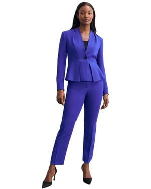 The Fold Clifton Fitted Peplum Crepe Blazer - Blue
