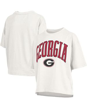 Pressbox Georgia Bulldogs Nelson Arch Over Logo Waist Length Oversized Slub T-shirt - White
