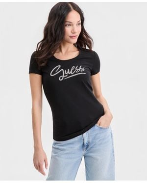 Guess Short-sleeve Script-logo T-shirt - Black