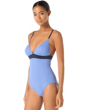 Kate Spade Colorblock V-neck One-piece Swimsuit - Blue