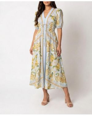 Taylor Smocked Waist A-line Tie Detail Dress - Metallic