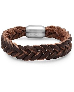 Steeltime Braided Leather Bracelet - Brown
