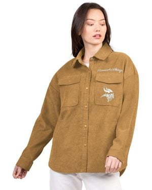 G-III 4Her by Carl Banks Minnesota Vikings Re-match Corduroy Full-snap Shacket - Brown