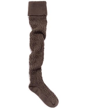 Muk Luks Chunky Ribbed Over The Knee Socks - Brown