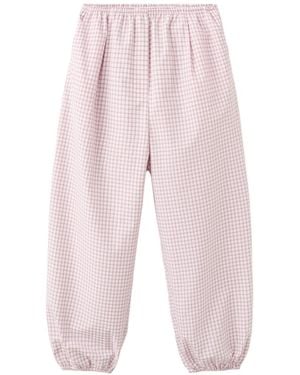 Mango Mid-rise Plaid baggy Pants - Pink
