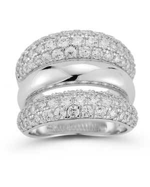 Rachel Zoe 14k Gold Plated Sterling Triple Dome Ring - Gray