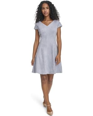 Calvin Klein Petite Short-sleeve A-line Dress - Blue