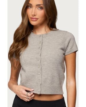 Edikted Coreen Button Up Knit Cardigan - Gray