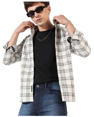 Campus Sutra Multicolor Checkered Regular Fit Casual Shirt - White