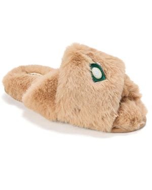 Dearfoams Fur Slide Slippers - Natural