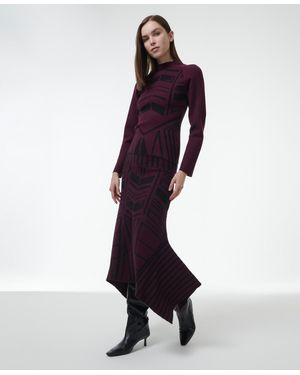 eem Geometric Jacquard Fitted Knit Top - Purple