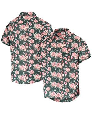 FOCO Oakland Athletics Floral Linen Button-up Shirt - Green