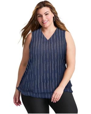 Avenue Tops & Tees Plus Size Sleeveless Double Layer Swing Tank - Blue
