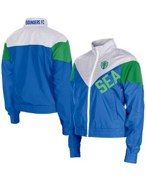 KTZ 5th Ocean By Â Seattle Sounders Fc Leisure Cropped Full-zip Windbreaker Jacket - Blue