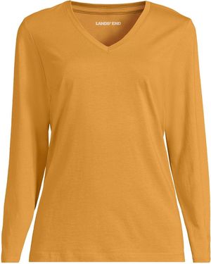 Lands' End Supima Cotton Long Sleeve V-neck T-shirt - Yellow