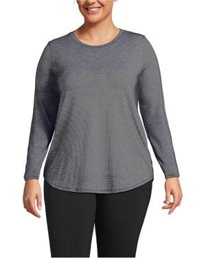 Lands' End Plus Size Long Sleeve Cooling Performance Tunic Tee - Gray