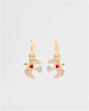 Fable England Love Dove huggie Earrings - White