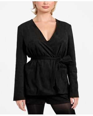 Guess Mila Belted Long-sleeve Blazer - Black