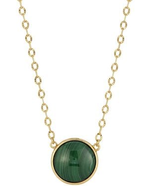 2028 Gold-tone Malachite Stone Necklace - Green