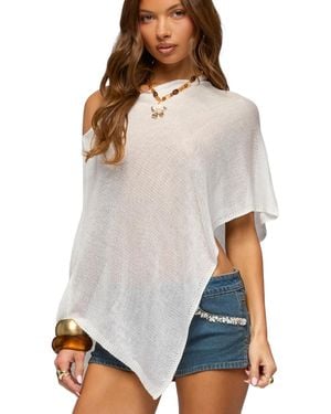 Edikted Azalia Asymmetric Knit Poncho - Gray