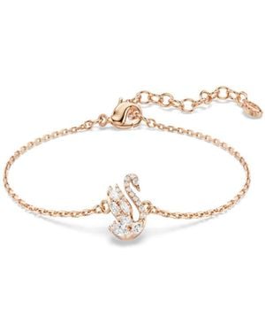Swarovski Rose Gold-tone Plated Swan Bracelet - White