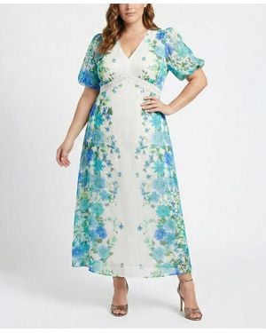 Taylor Plus Size V-neck Maxi Dress - Blue