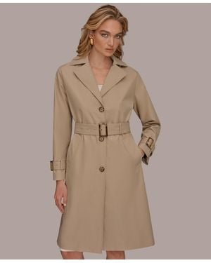 Donna Karan Single Breasted Belted Trench Coat - Brown