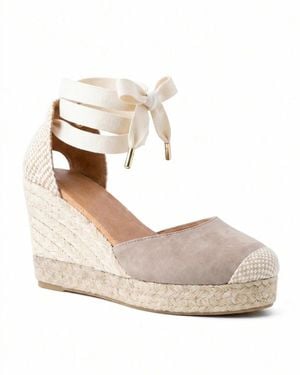 Menina Step Jimena High Laces Espadrille Sandal - White