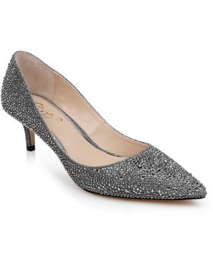 Badgley Mischka Frenchie Kitten Heel Evening Pumps - White