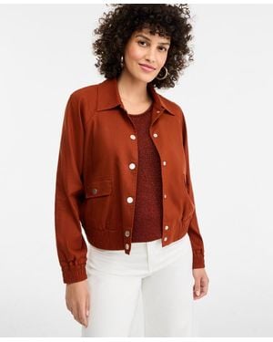 INC International Concepts Linen-blend Bomber Jacket - Red