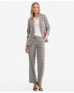 Anne Klein Check Scrunch Sleeve Jacket Cowl Neck Sleeveless Top Check Wide Leg Pants - Gray