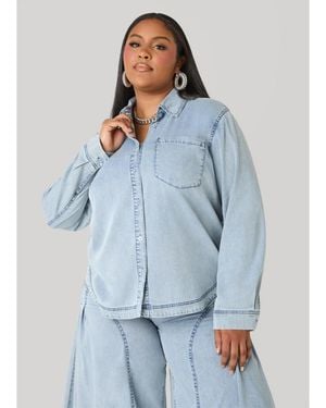 Ashley Stewart Chambray Shirt - Blue