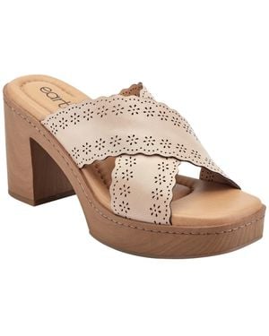 Earth Qamra Leather Criss-cross Platform Block Heel Sandals - Pink