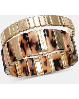 Style & Co. Gold-tone And Tortoise-shell Stretch Bracelets - Metallic