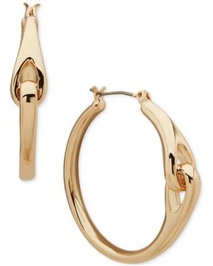 Anne Klein Tone Rounded Teardrop Linked Medium Hoop Earrings - Metallic