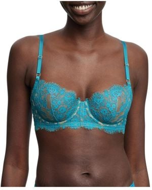 Skarlett Blue Entice Unlined Underwire Lace Balconette Bra - Blue