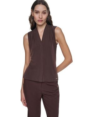 Calvin Klein Petite Sleeveless V-neck Top - Purple