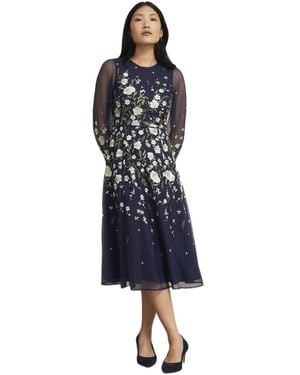 Hobbs Lois Embroidered Dress - Blue
