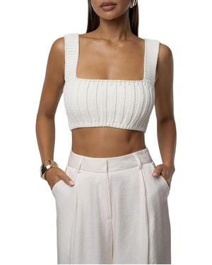 JLUXLABEL Soft Form Ribbed Square-neck Sleeveless Crop Top - White