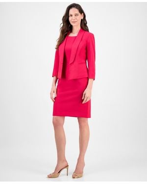 Le Suit Shawl-collar Jacket & Sleeveless Dress Suit Set - Yellow