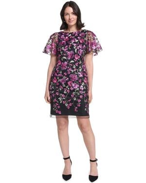 Jessica Howard Petite Short-sleeve Boat Neck Flared Dress