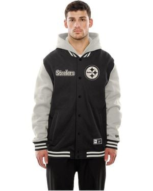KTZ Black/gray Pittsburgh Steelers Full-snap Fleece Hooded Jacket