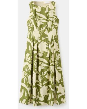 Mango Floral-print Flared Dress - Green