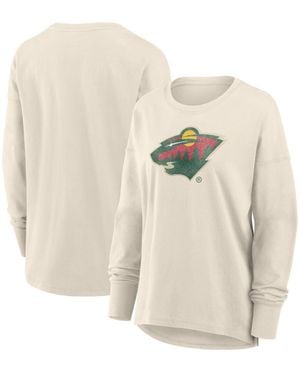 Fanatics Minnesota Wild Distressed Logo Long Sleeve T-shirt - White